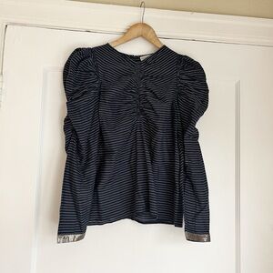 Ulla Johnson Striped Puff Sleeve Cotton Blouse 2